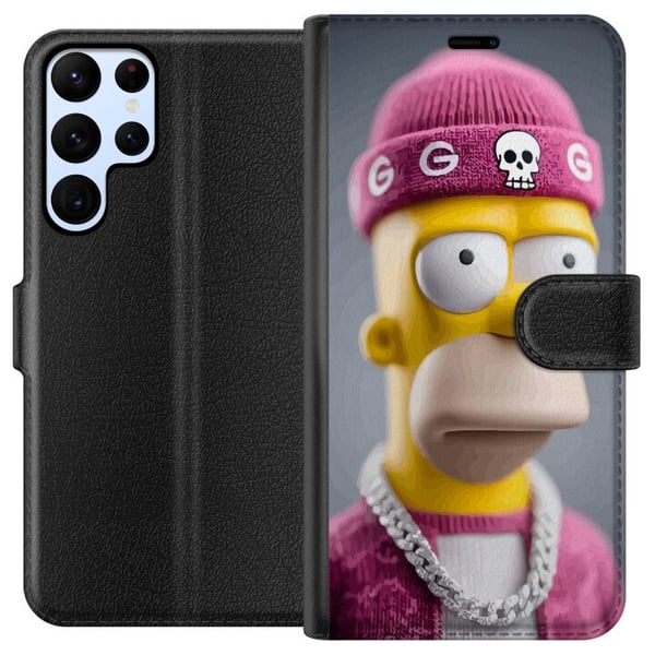 Yhteensopiva Lompakkokotelo Samsung Galaxy S22 Ultra 5G Homer Simpsonin inspiroima hahmo, jolla on vaaleanpunainen pipo, ketju ja katutyyli – täydell