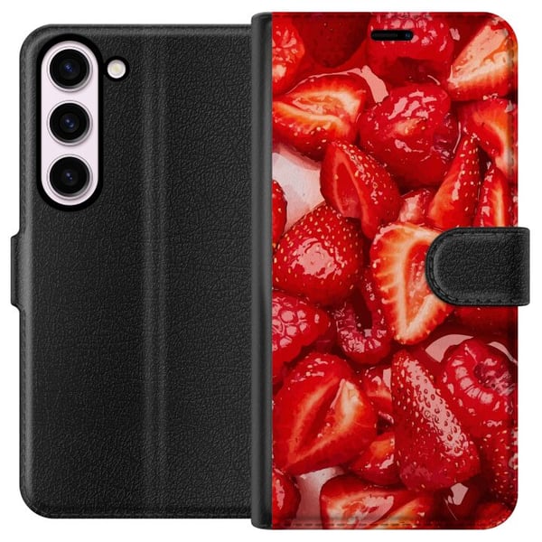 Yhteensopiva Lompakkokotelo Samsung Galaxy S23 Mansikkakuviointi - makea motiivi kesäfiiliksellä
