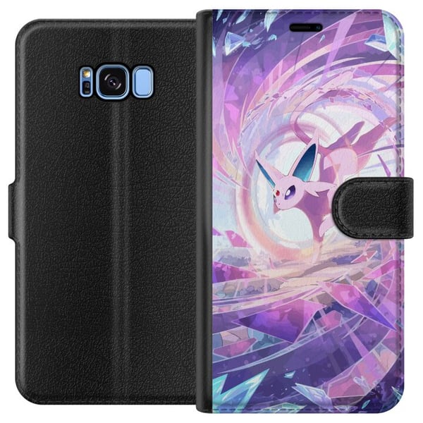 Kompatibelt Plånboksfodral till Samsung Galaxy S8 Espeon Pokémon illustration – Magiskt lila motiv med kristaller och stjärnor