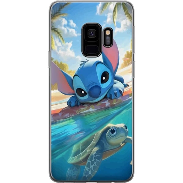 Yhteensopiva Puhelinkuori Samsung Galaxy S9 Stitch kilpikonnalla - söpö sininen avaruusolento trooppisessa rantaympäristössä Disneyn tapaan Yhteensopiva Puhelinkuori Samsung Galaxy S9 Stitch kilpikonnalla - söpö sininen avaruusolento trooppisessa rantaympäristössä Disneyn tapaan