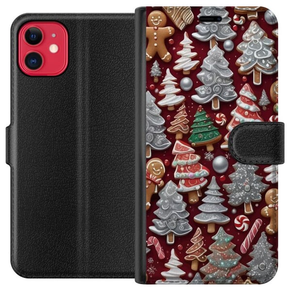 Kompatibel Tegnebogsetui til Apple iPhone 11 Julemotiv med peberkager, grantræer og vinterstemning Kompatibel Tegnebogsetui til Apple iPhone 11 Julemotiv med peberkager, grantræer og vinterstemning