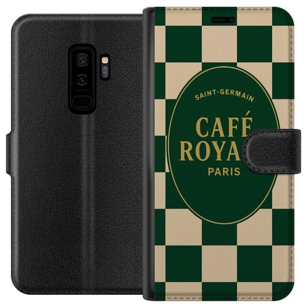 Kompatibelt Plånboksfodral till Samsung Galaxy S9+ Vintage café poster Paris Café Royale french coffee logga Saint Germain retro kitchen wall art dec