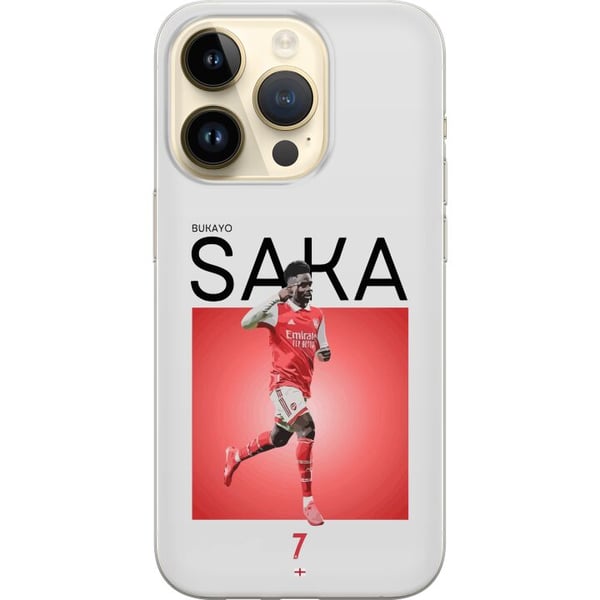 Kompatibelt Mobilskal till Apple iPhone 14 Pro Bukayo Saka Arsenal England 16 assist trots skada fotboll teknisk snabb spelare som levererar starka i Kompatibelt Mobilskal till Apple iPhone 14 Pro Bukayo Saka Arsenal England 16 assist trots skada fotboll teknisk snabb spelare som levererar starka i