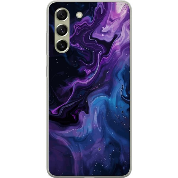 Kompatibel Mobilcover til Samsung Galaxy S21 FE 5G Abstrakt flydende marmormønster i lilla og blå nuancer med en kosmisk stemning, bløde former og dy