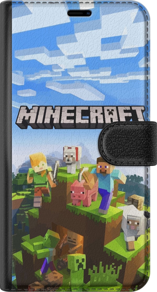 Kompatibelt Plånboksfodral till Apple iPhone 12 Minecraft pixelvärld Creeper gaming design