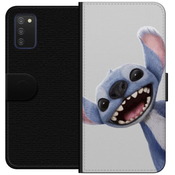 Kompatibelt Lommeboketui til Samsung Galaxy A03s Stitch i Fart - Kawaii Design for Fans & Barn