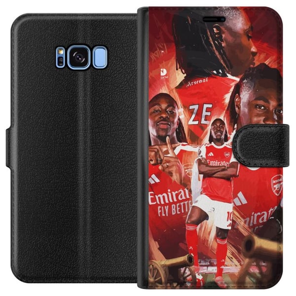 Kompatibelt Plånboksfodral till Samsung Galaxy S8 Arsenal collage design – Eberechi Eze i röd tröja flera illustrationer