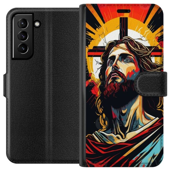 Kompatibelt Lommeboketui til Samsung Galaxy S21+ 5G Jesus & Kort - religiøst motiv med dyp symbolikk Kompatibelt Lommeboketui til Samsung Galaxy S21+ 5G Jesus & Kort - religiøst motiv med dyp symbolikk