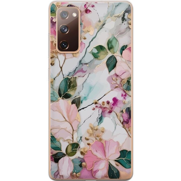 Kompatibelt Mobildeksel til Samsung Galaxy S20 FE Pastellmarmor med blomster, blader og subtile gylne detaljer i en myk komposisjon