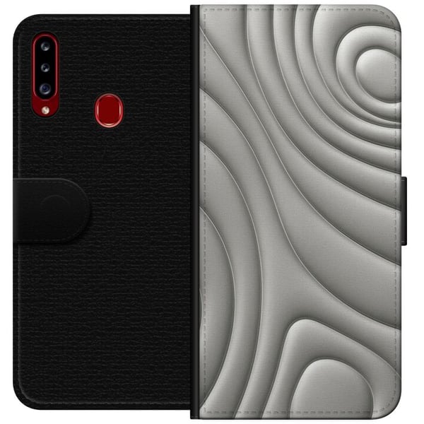 Kompatibelt Plånboksfodral till Samsung Galaxy A20s Silver Waves