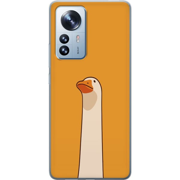 Yhteensopiva Puhelinkuori Xiaomi 12 Pro Minimalistinen hanhi-illustratio lämpimällä keltaisella taustalla – humoristinen eläindesign modernilla ja ra