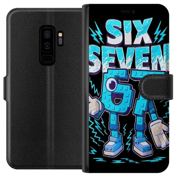 Yhteensopiva Lompakkokotelo Samsung Galaxy S9+ Leikkisä sininen Six Seven -kuvitus retrohenkisessä arcade-tyylissä, jossa on vahva typografia ja peli Yhteensopiva Lompakkokotelo Samsung Galaxy S9+ Leikkisä sininen Six Seven -kuvitus retrohenkisessä arcade-tyylissä, jossa on vahva typografia ja peli