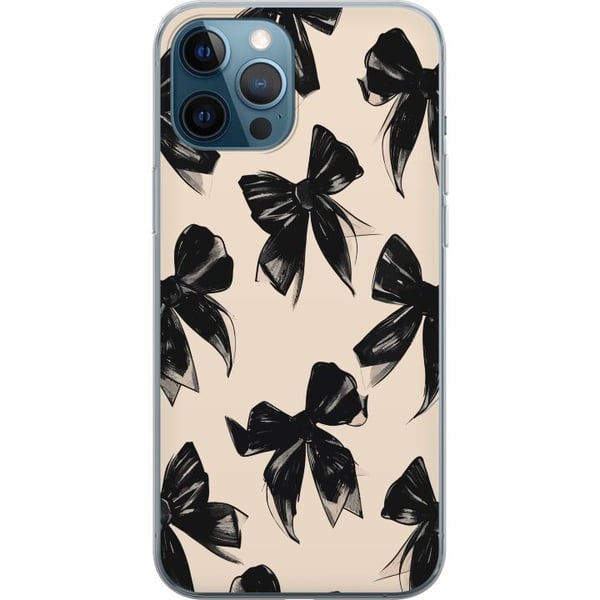 Kompatibel Mobilcover til Apple iPhone 12 Pro Sorte rosetter på beige baggrund, elegant tidløst design med bløde kontraster og en luksuriøs følelse