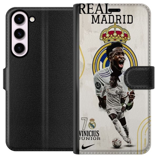 Kompatibel Tegnebogsetui til Samsung Galaxy S23+ Real Madrid Vinícius Júnior med angriber i nummer 7-trøje klublogo hvid spilledragt energisk positur Kompatibel Tegnebogsetui til Samsung Galaxy S23+ Real Madrid Vinícius Júnior med angriber i nummer 7-trøje klublogo hvid spilledragt energisk positur