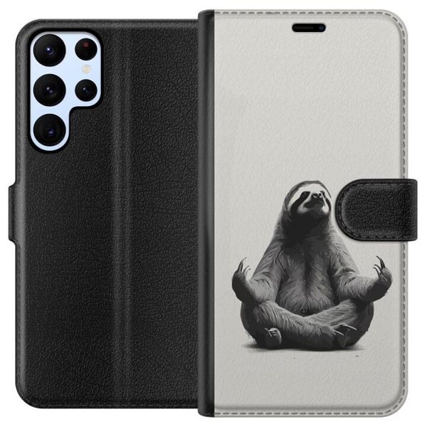 Yhteensopiva Lompakkokotelo Samsung Galaxy S22 Ultra 5G Meditoiva laiskiainen – hurmaava, rauhallinen design, jossa yhdistyvät huumori, rentoutuminen