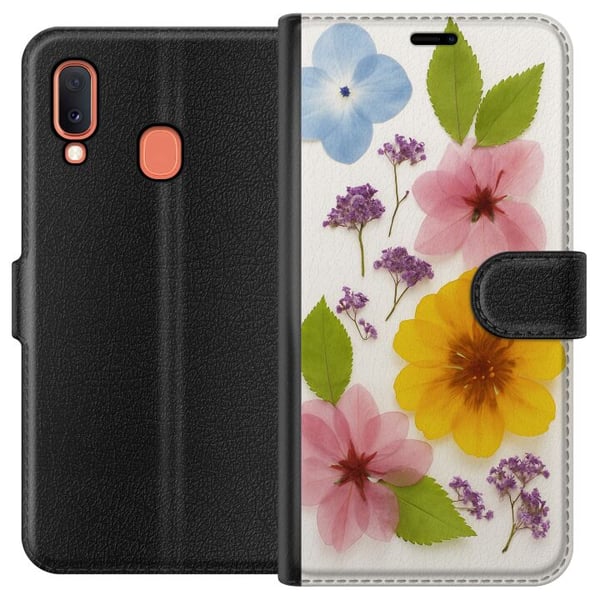 Kompatibelt Lommeboketui til Samsung Galaxy A20e Pressede blomster Kompatibelt Lommeboketui til Samsung Galaxy A20e Pressede blomster