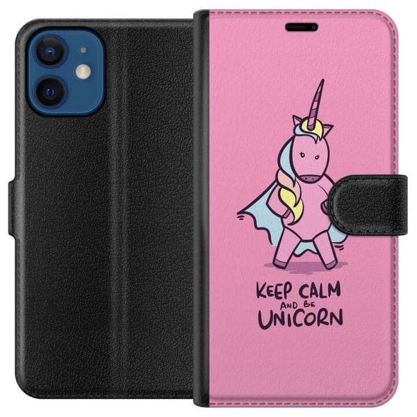 Kompatibelt Plånboksfodral till Apple iPhone 12 Keep Calm Enhörning