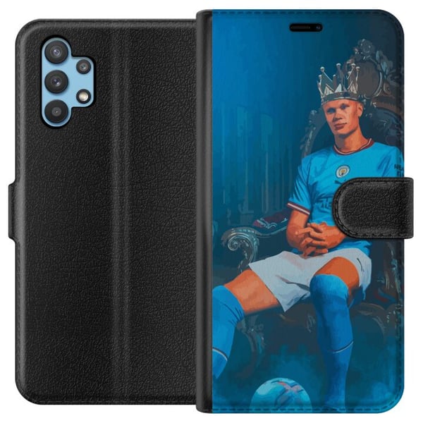 Kompatibelt Plånboksfodral till Samsung Galaxy A32 5G Erling Haaland Manchester City fotboll poster Norway striker forward Premier League målskytt ki