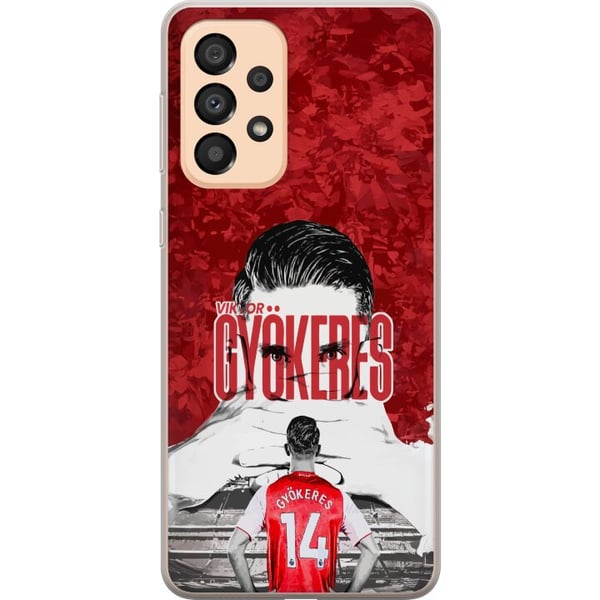 Kompatibelt Mobilskal till Samsung Galaxy A33 5G Viktor Gyökeres kraftfullt fotbollsmotiv i röd ton med energi och passion
