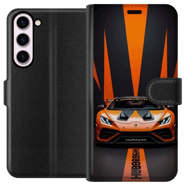Kompatibelt Lommeboketui til Samsung Galaxy S23+ Lamborghini Huracán oransje superbil luksusbil sportsbil racing frontvisning bil eksotisk rask plaka Kompatibelt Lommeboketui til Samsung Galaxy S23+ Lamborghini Huracán oransje superbil luksusbil sportsbil racing frontvisning bil eksotisk rask plaka