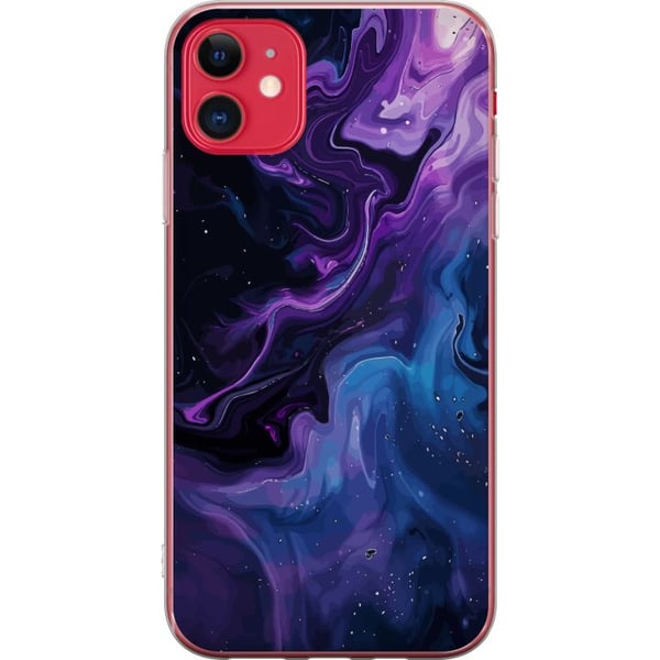 Kompatibel Mobilcover til Apple iPhone 11 Abstrakt flydende marmormønster i lilla og blå nuancer med en kosmisk stemning, bløde former og dyb visuel