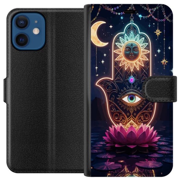 Kompatibel Tegnebogsetui til Apple iPhone 12 Symbolisk håndillustration med øje, blomst og lys