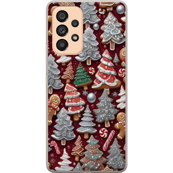 Kompatibelt Mobildeksel til Samsung Galaxy A53 5G Julemotiv med pepperkaker, grantrær og vinterstemning