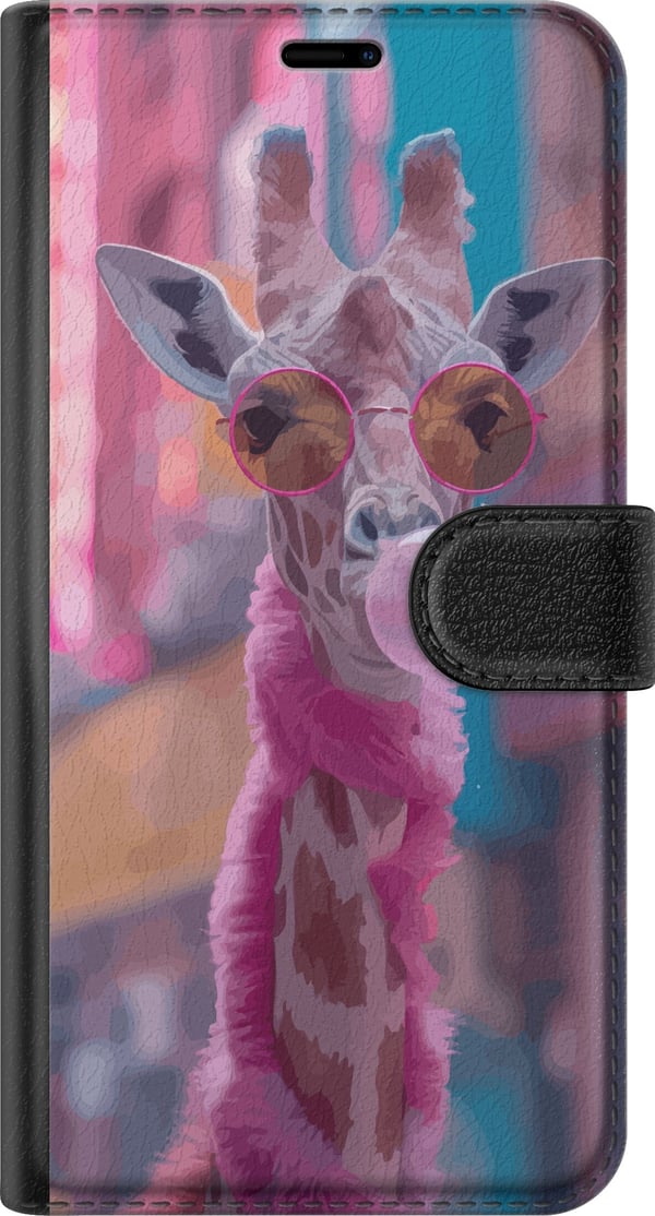 Kompatibel Tegnebogsetui til Apple iPhone 8 Giraf med tyggegummi, sjovt farverigt design i bymiljø i popkunststil med legende energi, humor og kreati