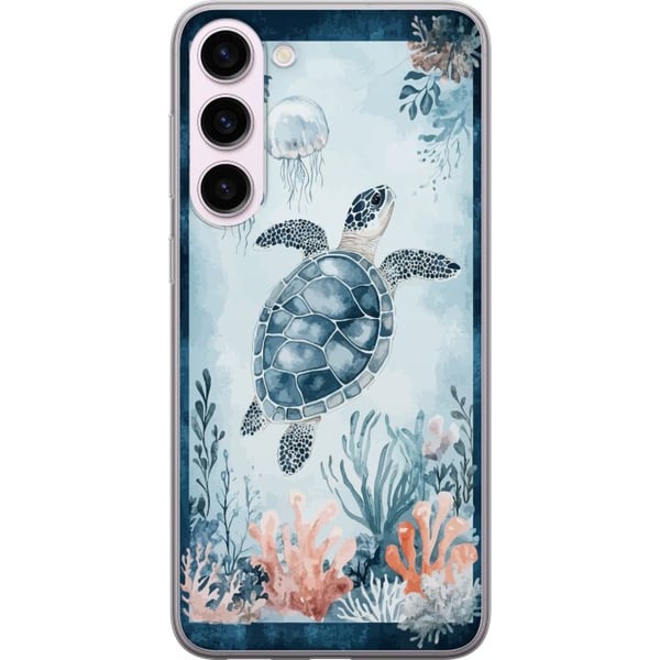 Yhteensopiva Puhelinkuori Samsung Galaxy S23+ Akvarellikilpikonna tyynessä sinisessä meressä korallien ja leijuvien meduusojen keskellä
