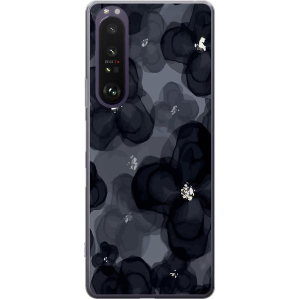 Kompatibel Mobilcover til Sony Xperia 1 III Abstrakt mørkt blomstermønster i sortgrå toner med en elegant, dramatisk og moderne følelse
