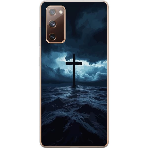 Kompatibelt Mobildeksel til Samsung Galaxy S20 FE Kors i stormfullt hav dramatisk kristent maleri med kors og bølger religiøst motiv hav himmel tro k