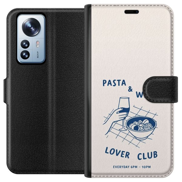 Kompatibel Tegnebogsetui til Xiaomi 12 Pro Pasta vin og hverdagsromantik i grafisk stil
