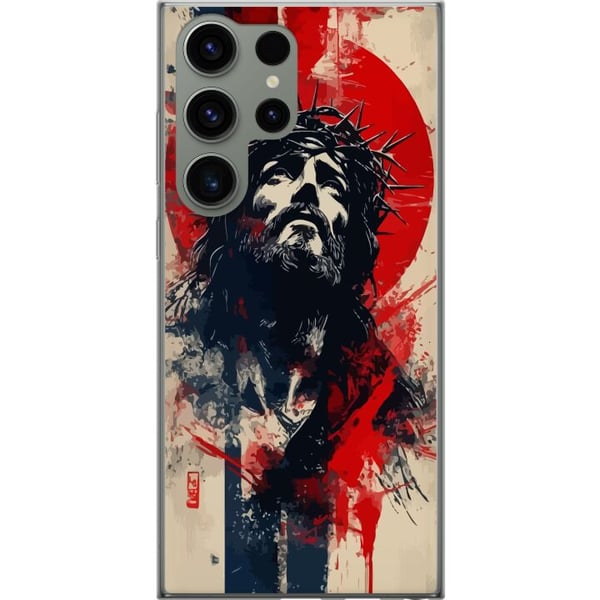 Kompatibel Mobilcover til Samsung Galaxy S23 Ultra Jesus med kors - kristent motiv med stærk symbolik om tro og håb Kompatibel Mobilcover til Samsung Galaxy S23 Ultra Jesus med kors - kristent motiv med stærk symbolik om tro og håb
