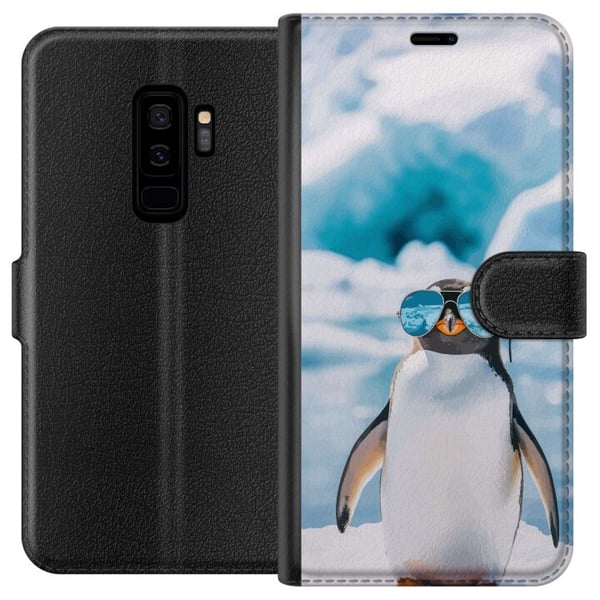 Kompatibelt Plånboksfodral till Samsung Galaxy S9+ Pingvin med glasögon rolig vinterdesign humoristisk kall stil med is hav och trendig modern känsla