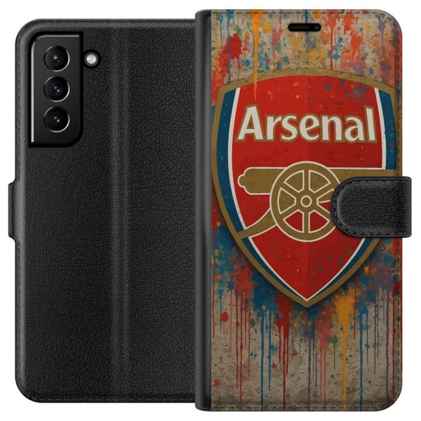 Yhteensopiva Lompakkokotelo Samsung Galaxy S21+ 5G Arsenal-aiheinen taidekuvio punaisena ja valkoisena väriroiskeilla, täydellinen jalkapallofaneille Yhteensopiva Lompakkokotelo Samsung Galaxy S21+ 5G Arsenal-aiheinen taidekuvio punaisena ja valkoisena väriroiskeilla, täydellinen jalkapallofaneille
