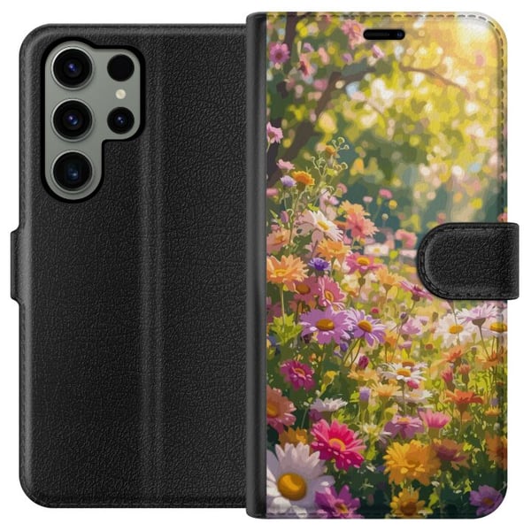 Kompatibel Tegnebogsetui til Samsung Galaxy S23 Ultra Blomstrende have