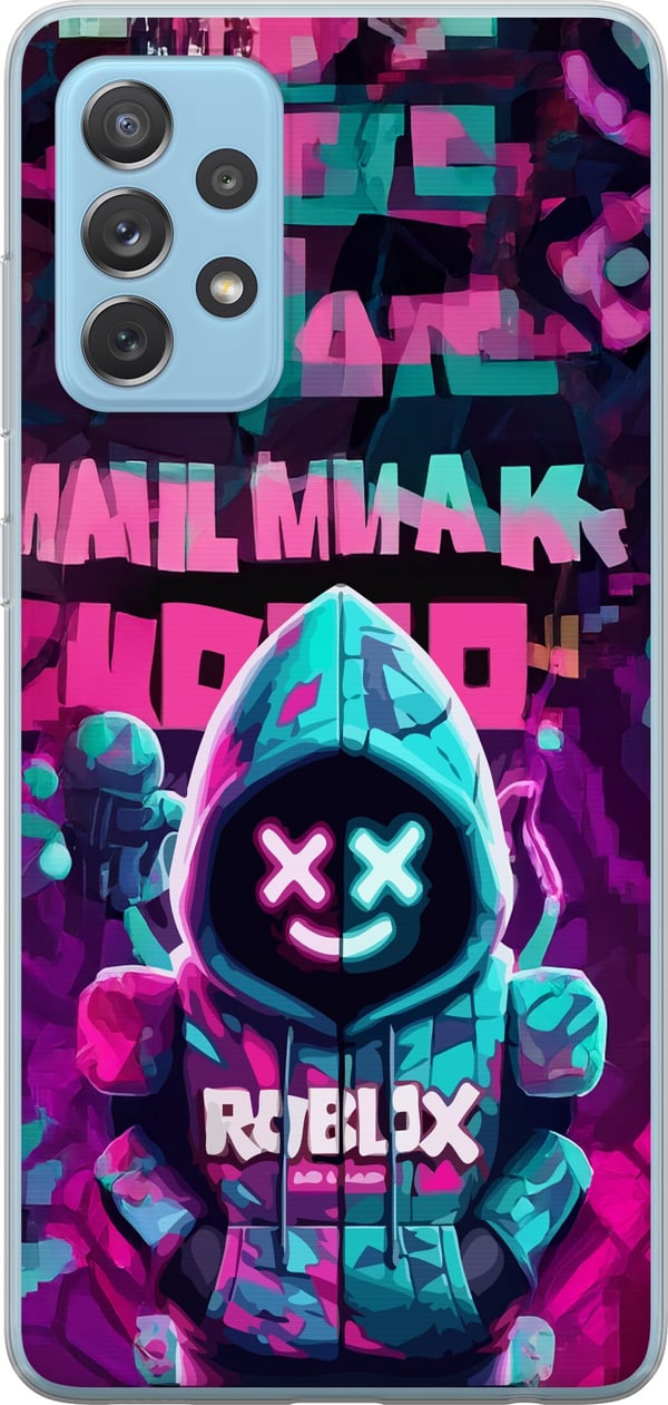 Yhteensopiva Puhelinkuori Samsung Galaxy A52 5G Neon Gamer siisti peliaihe, jossa on huppu, neonvalot ja futuristinen pelityyli