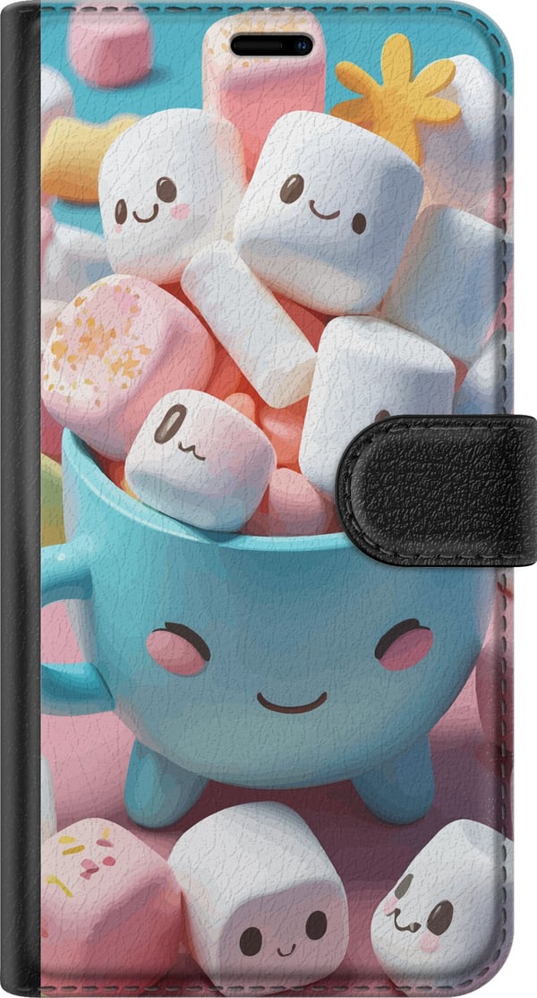 Kompatibelt Lommeboketui til Apple iPhone 11 Pro Max Kawaii marshmallow smile kawaii design med søte figurer i kopp fargerik og glad stil