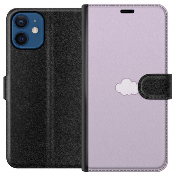 Yhteensopiva Lompakkokotelo Apple iPhone 12 mini Lila Pilvi - minimalistinen pilvi lila taustalla