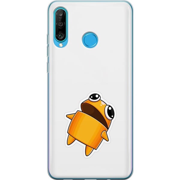 Kompatibelt Mobilskal till Huawei P30 lite Orange tecknad figur med stora ögon och dynamisk pose i energifylld lekfull stil