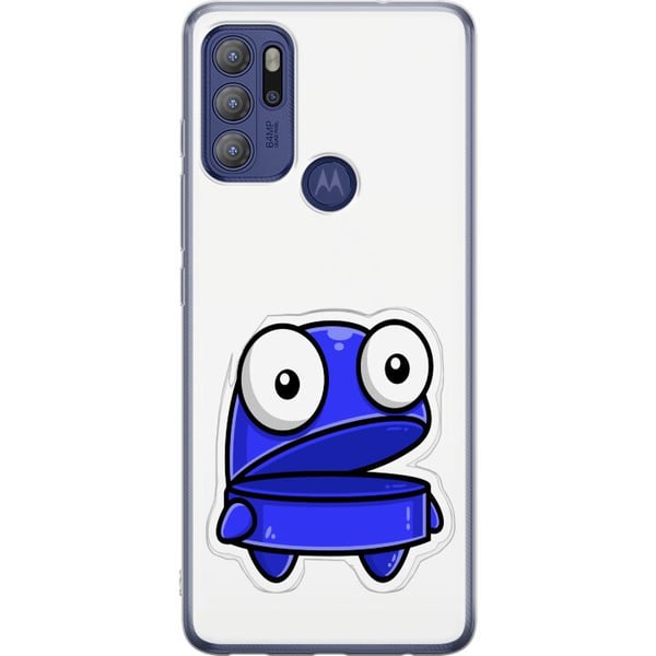 Kompatibel Mobilcover til Motorola Moto G60S Blå tegneseriefigur med et åbent udtryk og store øjne i en sjov og let illustration