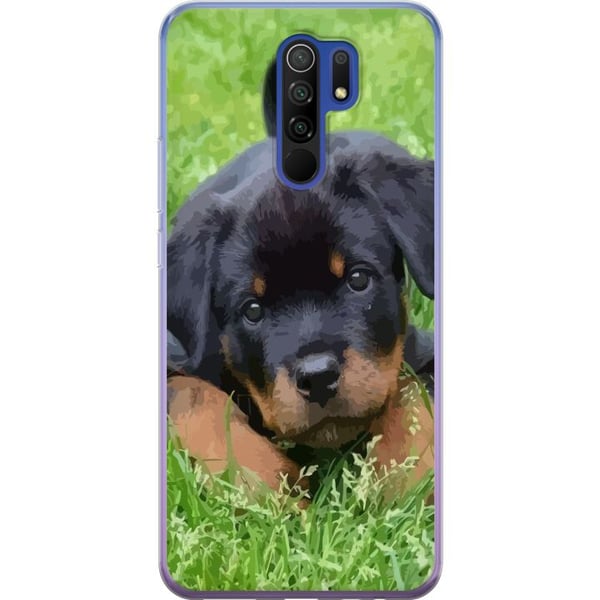 Kompatibel Mobilcover til Xiaomi Redmi 9 Rottweilerhvalp med store øjne, bløde farver og tydelige detaljer, naturinspireret og charmerende hundedesig