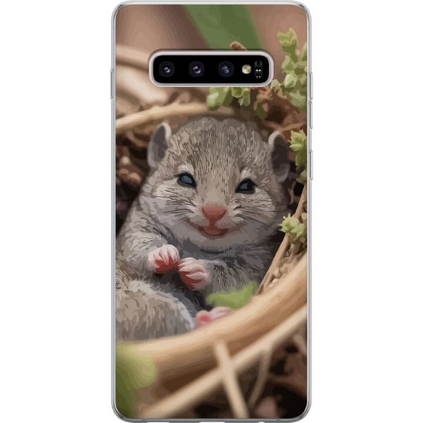 Kompatibelt Mobilskal till Samsung Galaxy S10+ Råtta Leende Djurmotiv Stadsmotiv Urban Grafisk Design