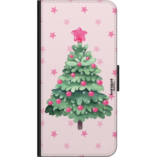 Kompatibelt Lommeboketui til OnePlus 9 Pro Akvarelljulegran i rosa toner med stjerner og kuler, et sjarmerende og mykt julemotiv som passer perfekt h