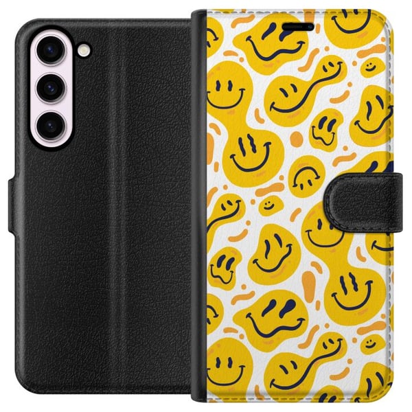 Kompatibel Tegnebogsetui til Samsung Galaxy S23+ Legende smileymønster med gule former i moderne grafisk stil