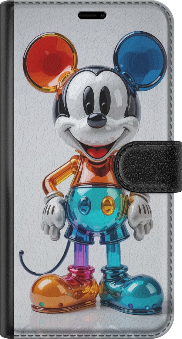 Yhteensopiva Lompakkokotelo Apple iPhone 11 Värikäs Mikki Hiiri -hahmo futuristinen kromi kiiltävä Disney poptaide moderni eloisa hahmoaihe juliste