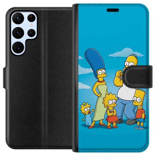 Kompatibelt Plånboksfodral till Samsung Galaxy S22 Ultra 5G The Simpsons familjeporträtt med Homer Marge Bart Lisa och Maggie ikoniskt tecknat motiv