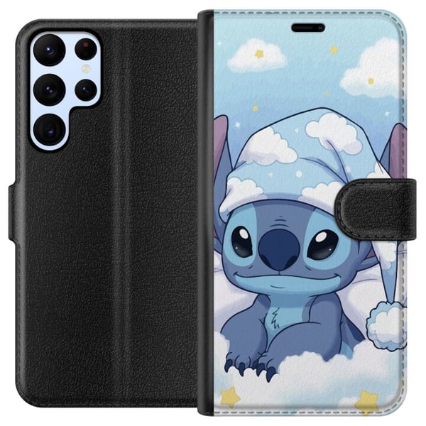 Kompatibelt Plånboksfodral till Samsung Galaxy S22 Ultra 5G Stitch godnatt moln sovande cute bedtime clouds kawaii cosy blue character soft aesthetic Kompatibelt Plånboksfodral till Samsung Galaxy S22 Ultra 5G Stitch godnatt moln sovande cute bedtime clouds kawaii cosy blue character soft aesthetic