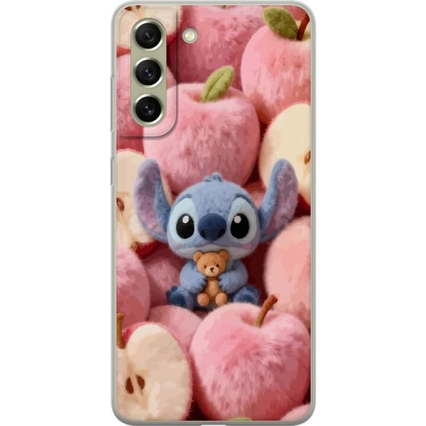 Kompatibel Mobilcover til Samsung Galaxy S21 FE 5G Stitch i fluffy lyserøde æbler med en lille bamse i charmerende kawaii-æstetik
