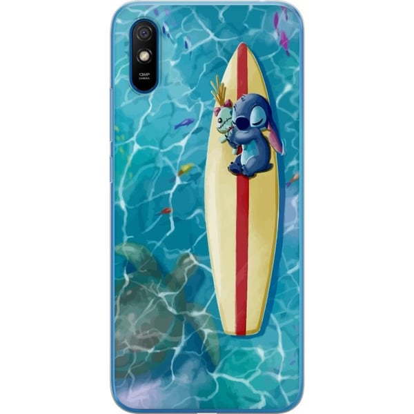 Kompatibel Mobilcover til Xiaomi Redmi 9A Stitch, der hviler på et surfbræt i turkis vand i sommerlig stil